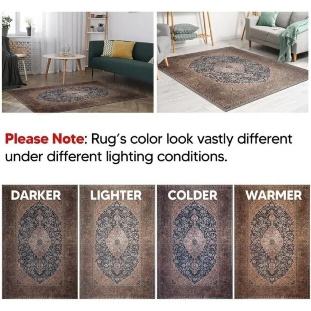 New 3x5 Washable Entry Rug, Non-Slip Vintage Low Pile Carpet for Home & More